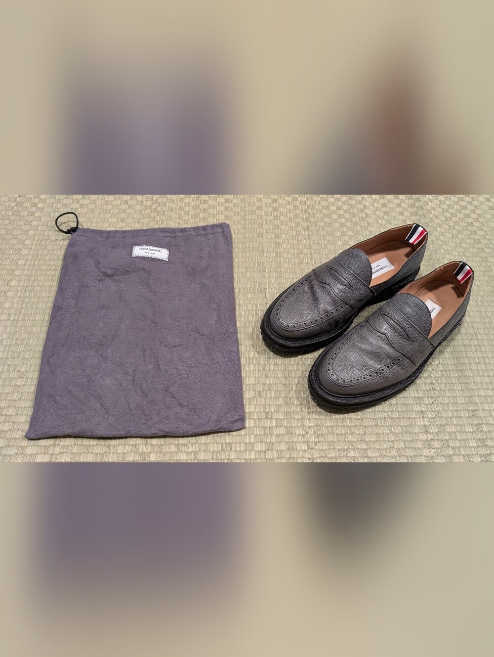 Thom Browne Classic Penny Loafers Pebble Grain Leather Men's Size US 11 / UK 12